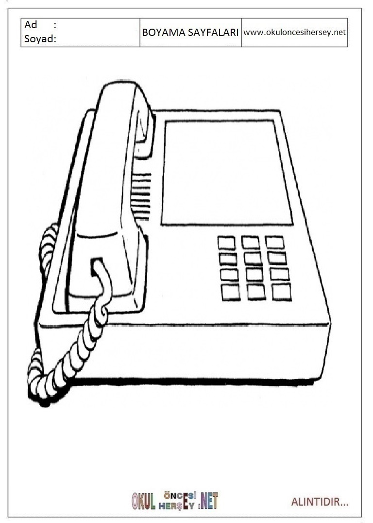 Çocuklar İçin Telefon Boyama Sayfaları 