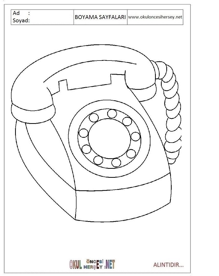 Çocuklar İçin Telefon Boyama Sayfaları 