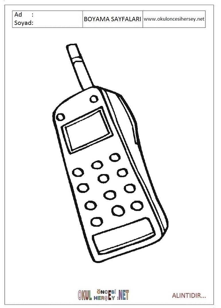 Çocuklar İçin Telefon Boyama Sayfaları 