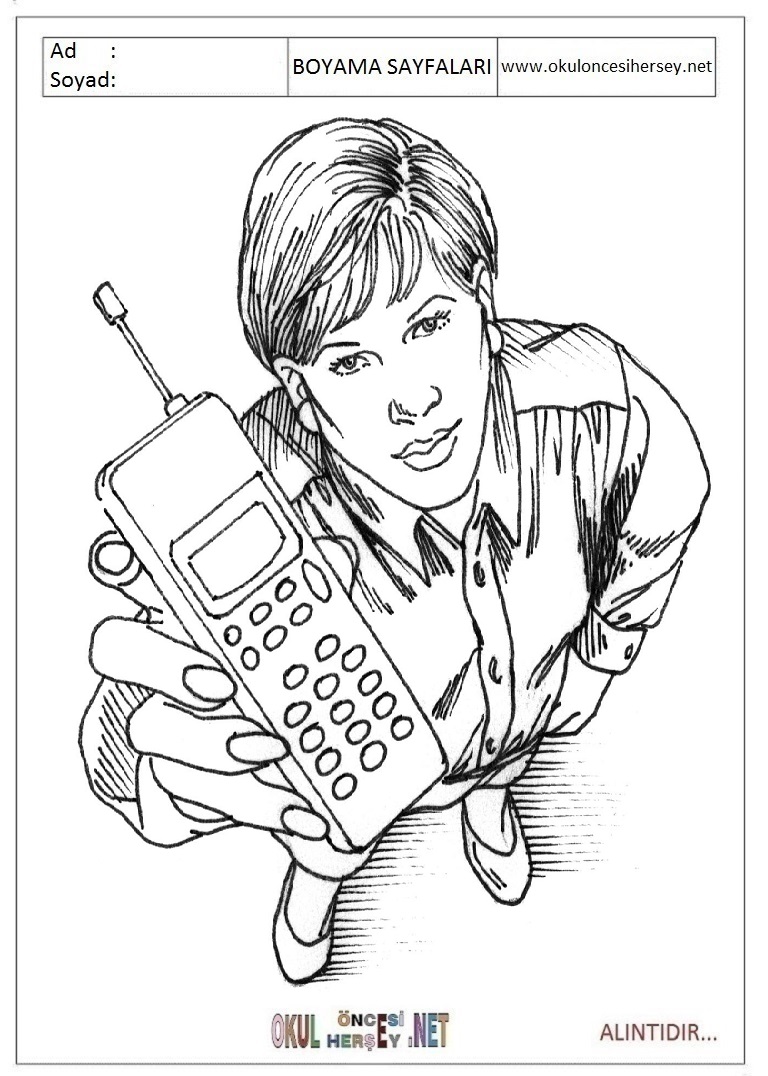 Çocuklar İçin Telefon Boyama Sayfaları 