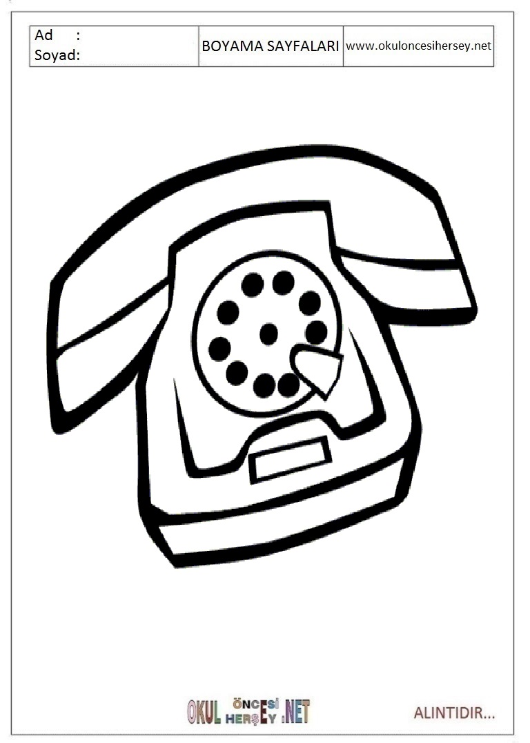 Çocuklar İçin Telefon Boyama Sayfaları 