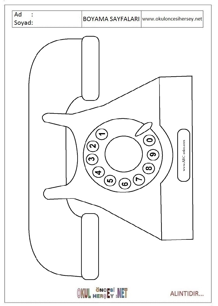 Çocuklar İçin Telefon Boyama Sayfaları 
