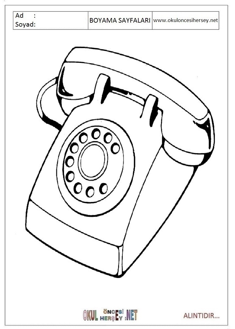 Çocuklar İçin Telefon Boyama Sayfaları 