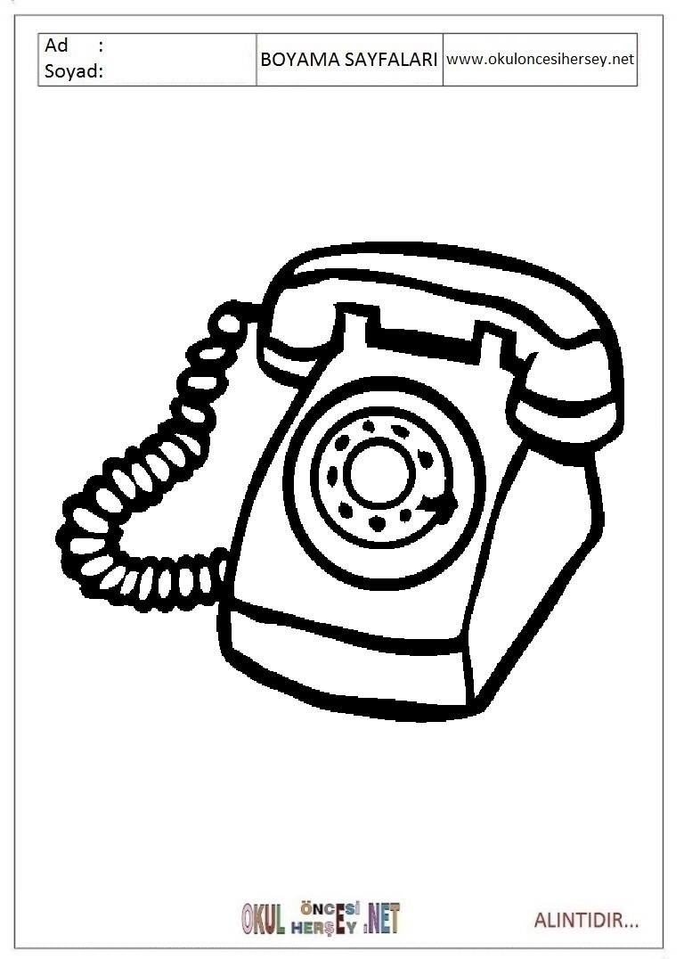 Çocuklar İçin Telefon Boyama Sayfaları 