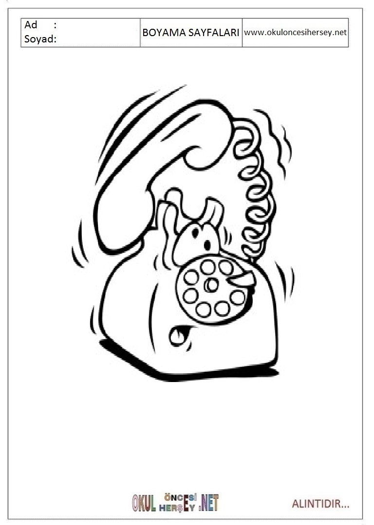 Çocuklar İçin Telefon Boyama Sayfaları 