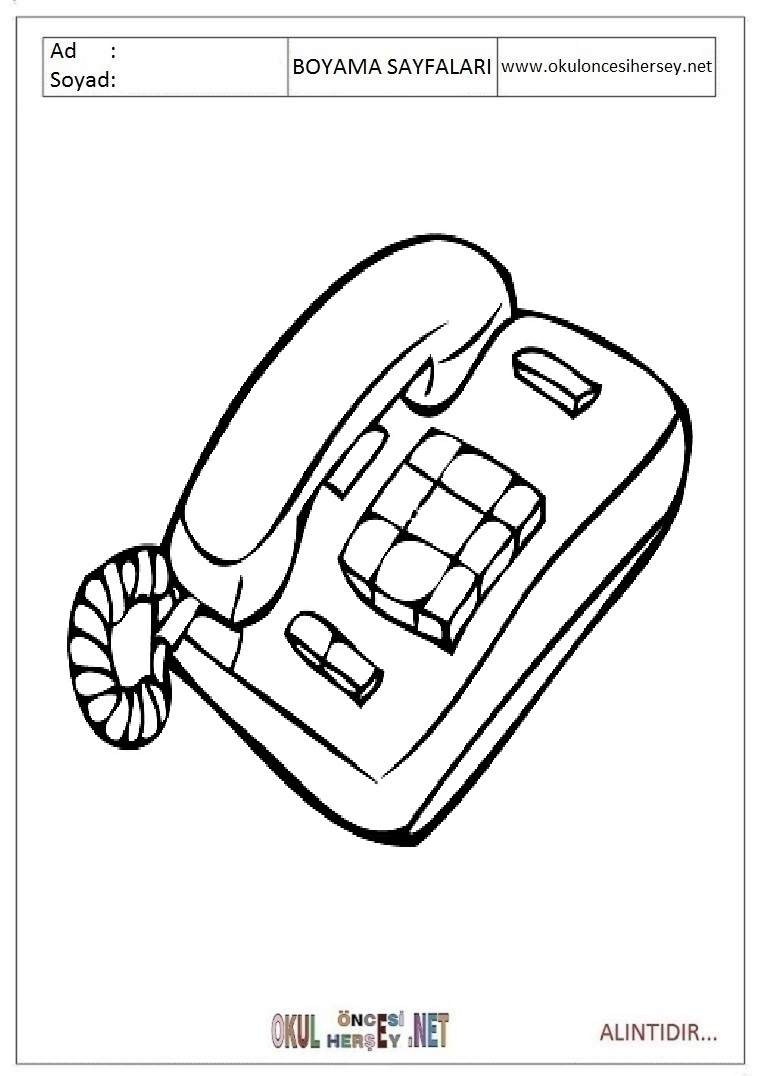 Çocuklar İçin Telefon Boyama Sayfaları 