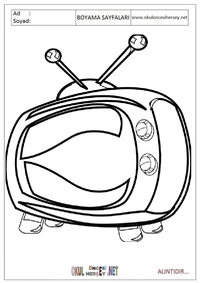 Çocuklar İçin TV Boyama Sayfaları 