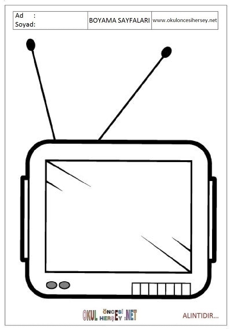 Çocuklar İçin TV Boyama Sayfaları 