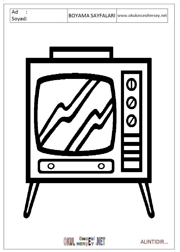Çocuklar İçin TV Boyama Sayfaları 