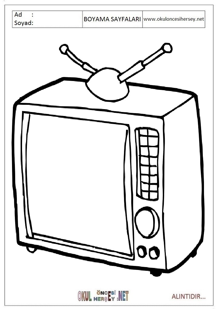 Çocuklar İçin TV Boyama Sayfaları 