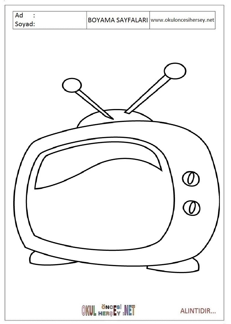 Çocuklar İçin TV Boyama Sayfaları 
