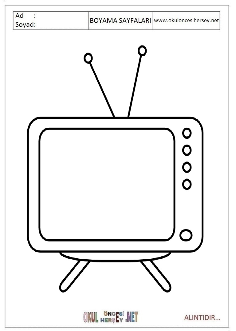 Çocuklar İçin TV Boyama Sayfaları 