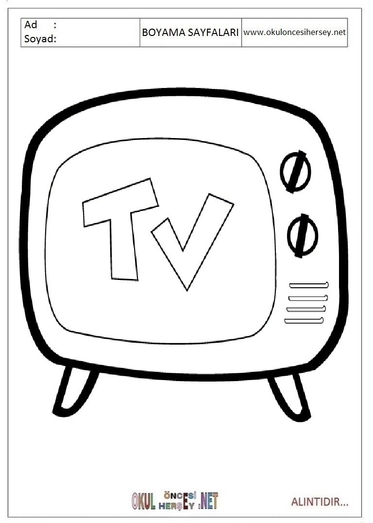 Çocuklar İçin TV Boyama Sayfaları 
