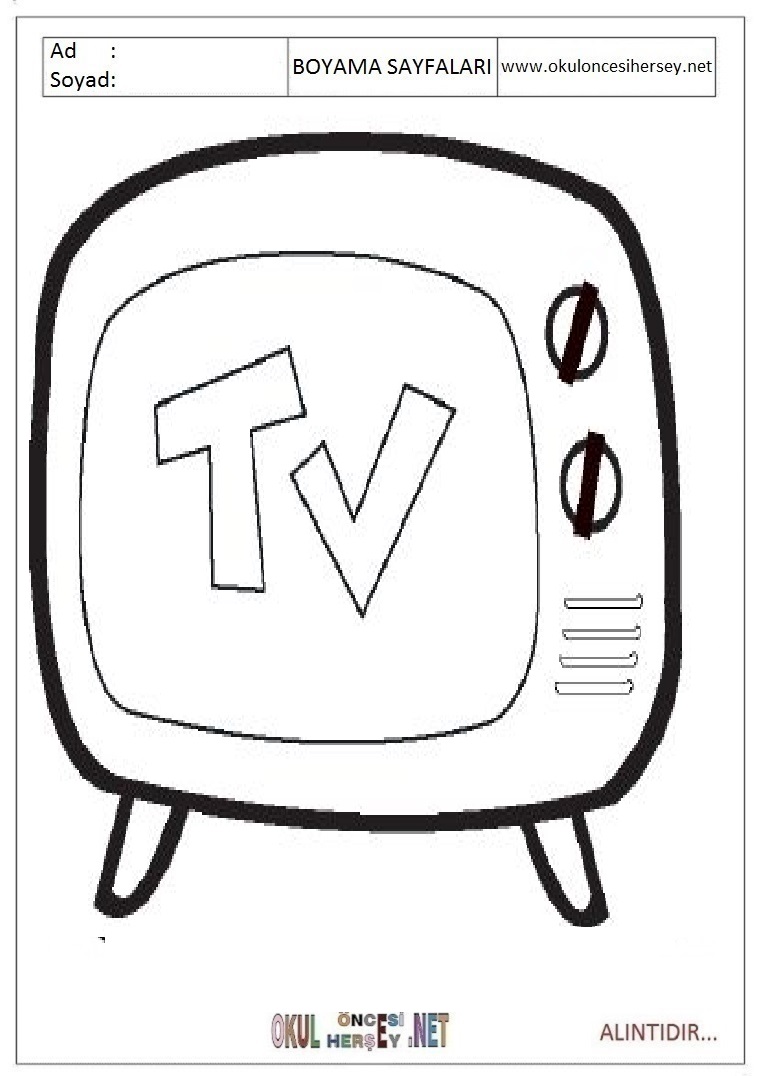 Çocuklar İçin TV Boyama Sayfaları 
