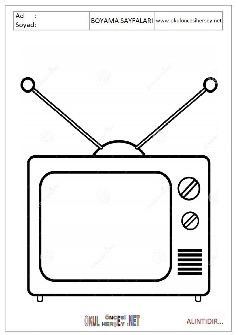 Çocuklar İçin TV Boyama Sayfaları 