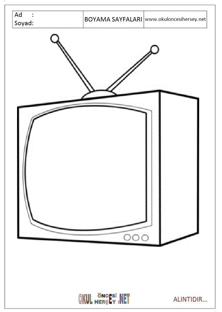 Çocuklar İçin TV Boyama Sayfaları 