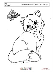Çocuklar İçin Kedi Boyama Sayfaları 