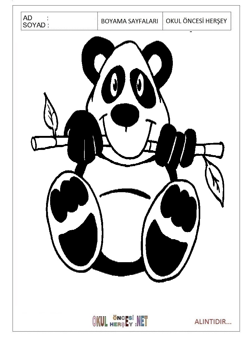 Çocuklar İçin Panda Boyama Sayfaları 