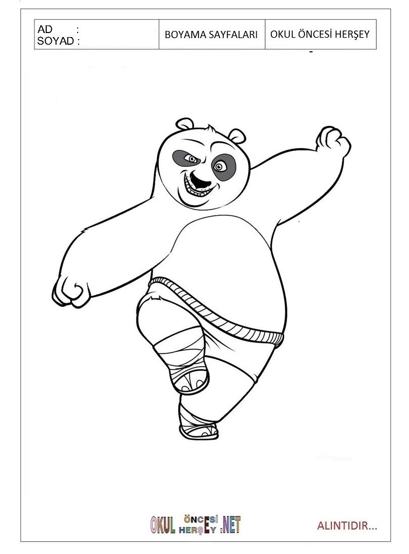 Çocuklar İçin Panda Boyama Sayfaları 
