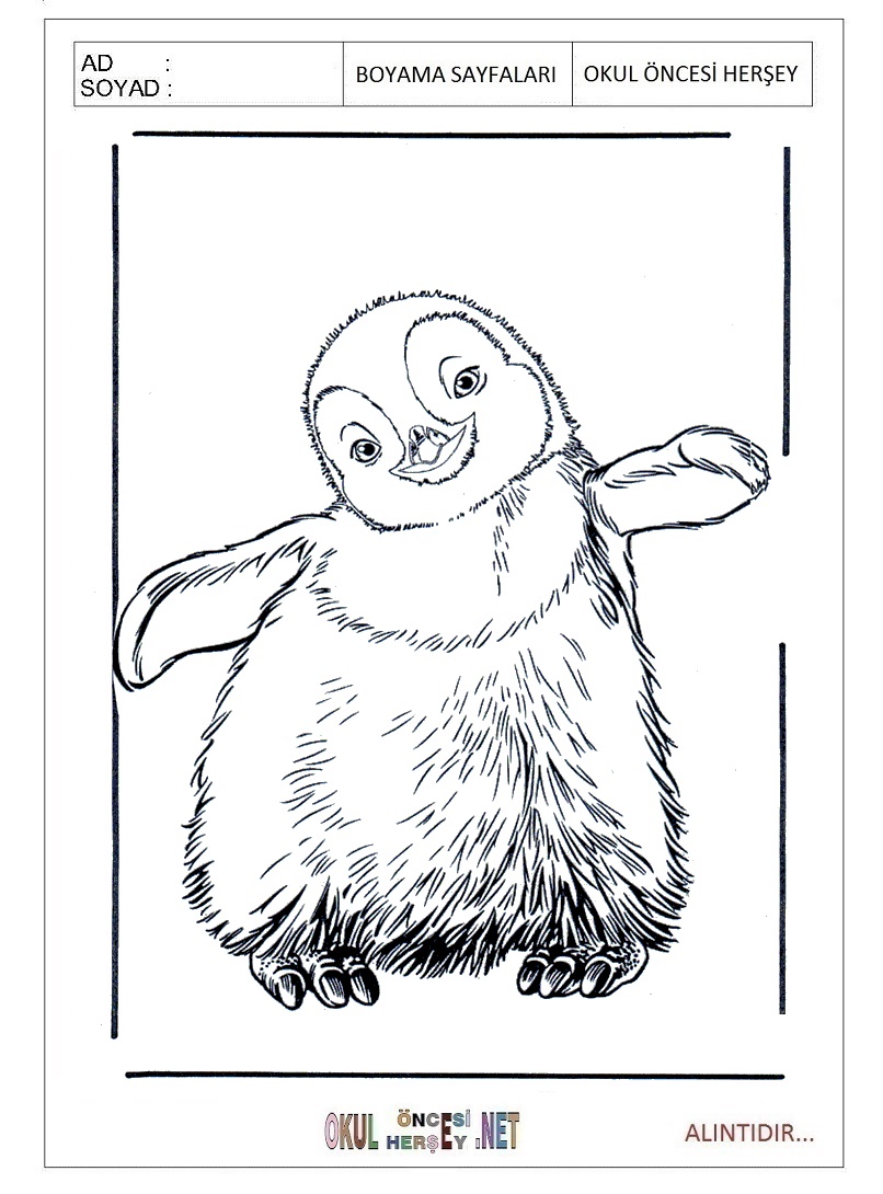 Çocuklar İçin Penguen Boyama Sayfaları 