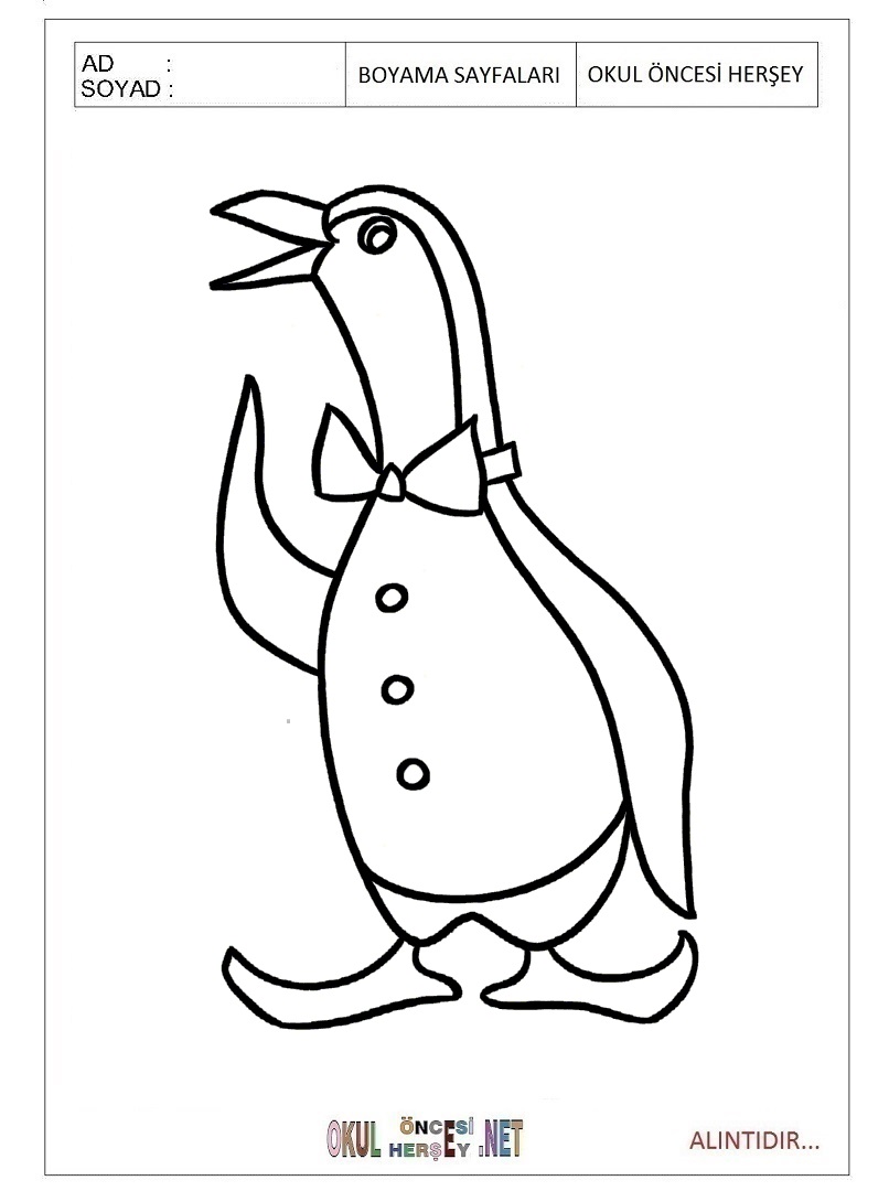 Çocuklar İçin Penguen Boyama Sayfaları 