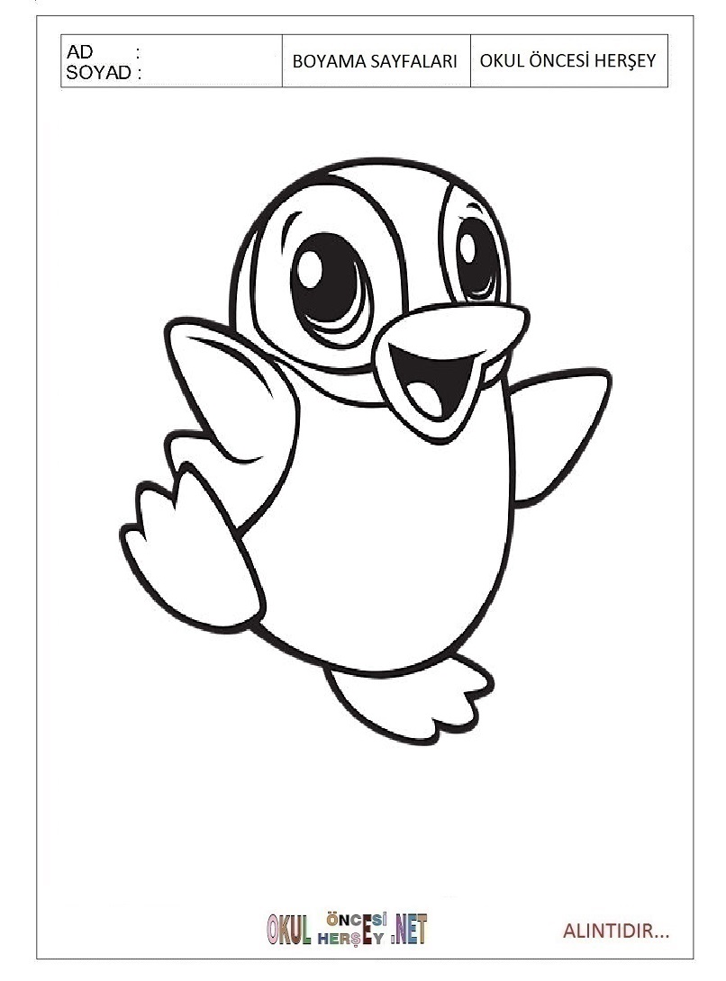Çocuklar İçin Penguen Boyama Sayfaları 