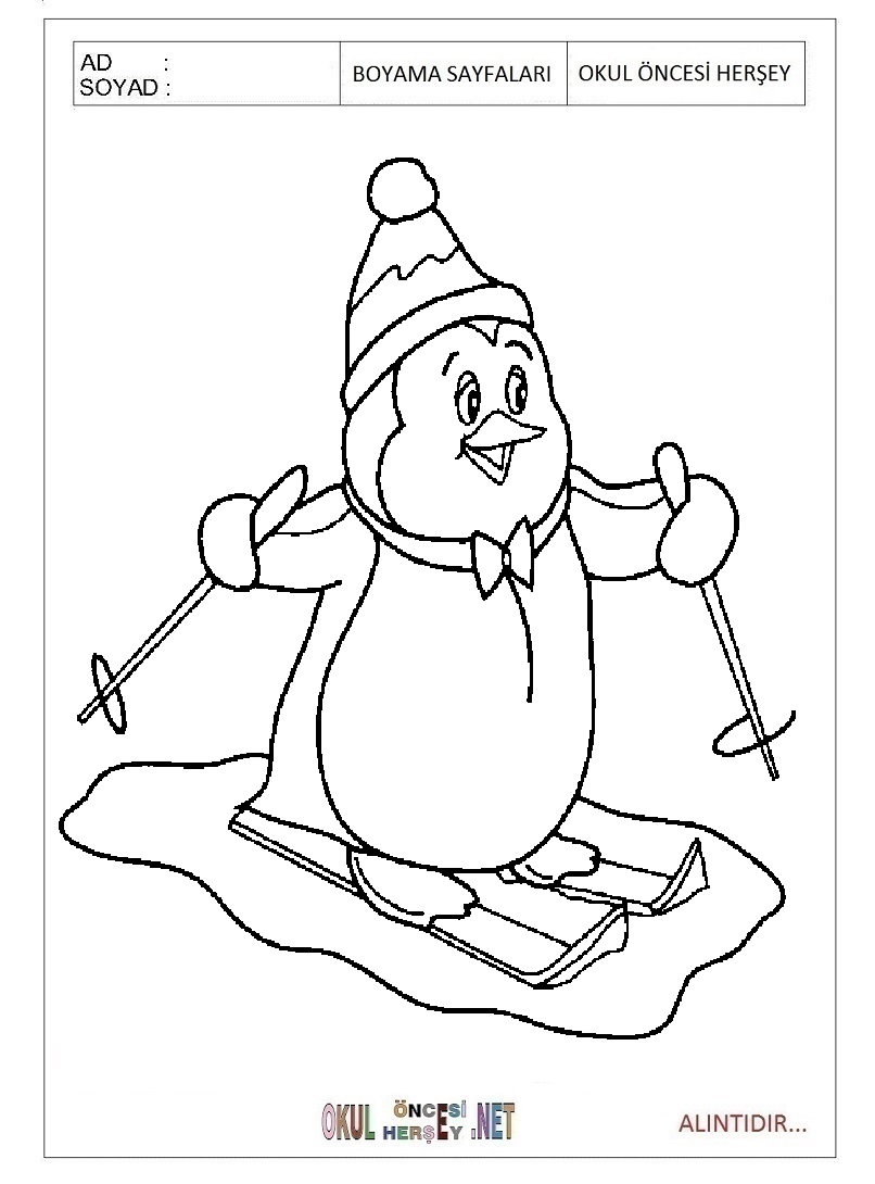 Çocuklar İçin Penguen Boyama Sayfaları 