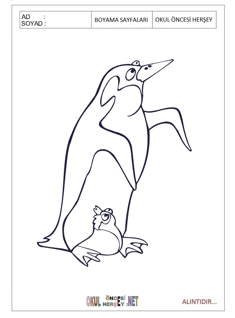 Çocuklar İçin Penguen Boyama Sayfaları 