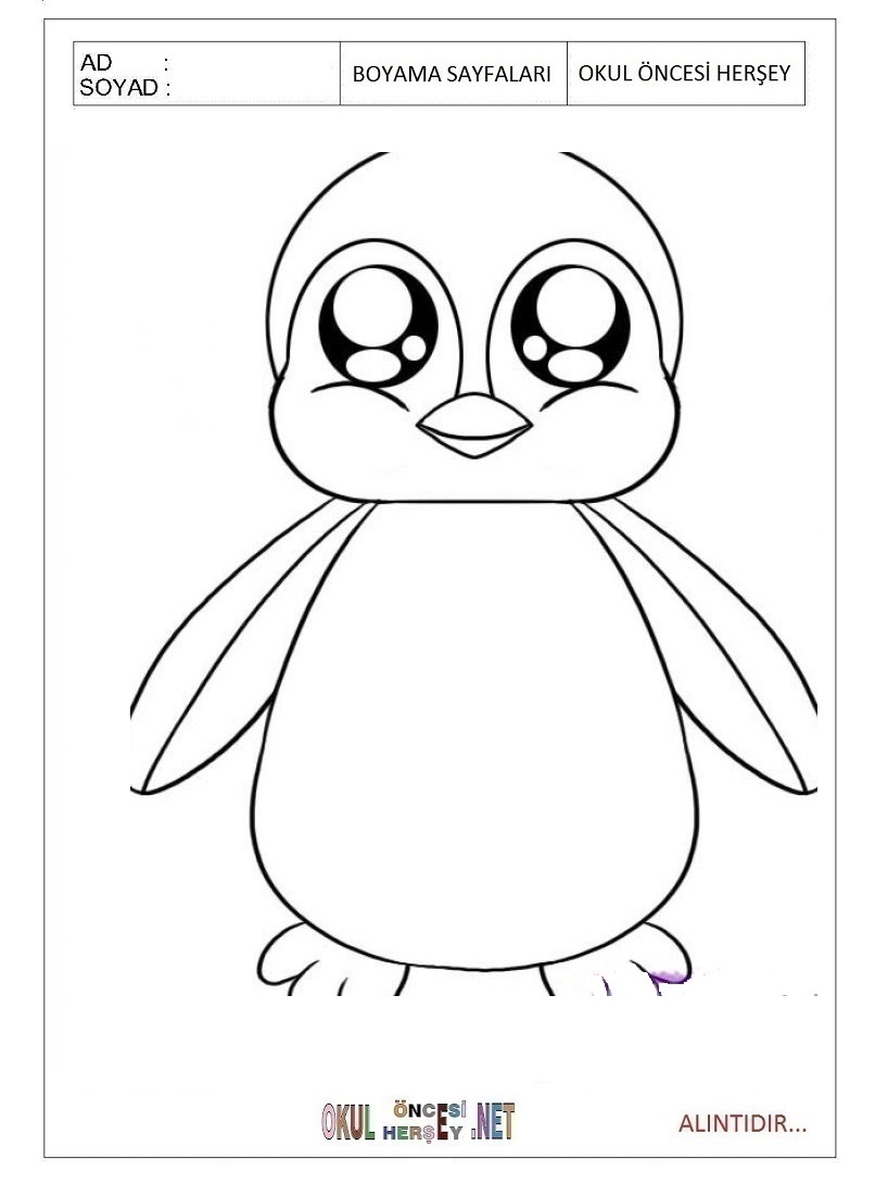 Çocuklar İçin Penguen Boyama Sayfaları 