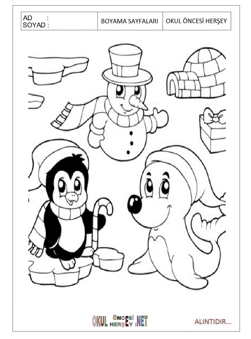 Çocuklar İçin Penguen Boyama Sayfaları 