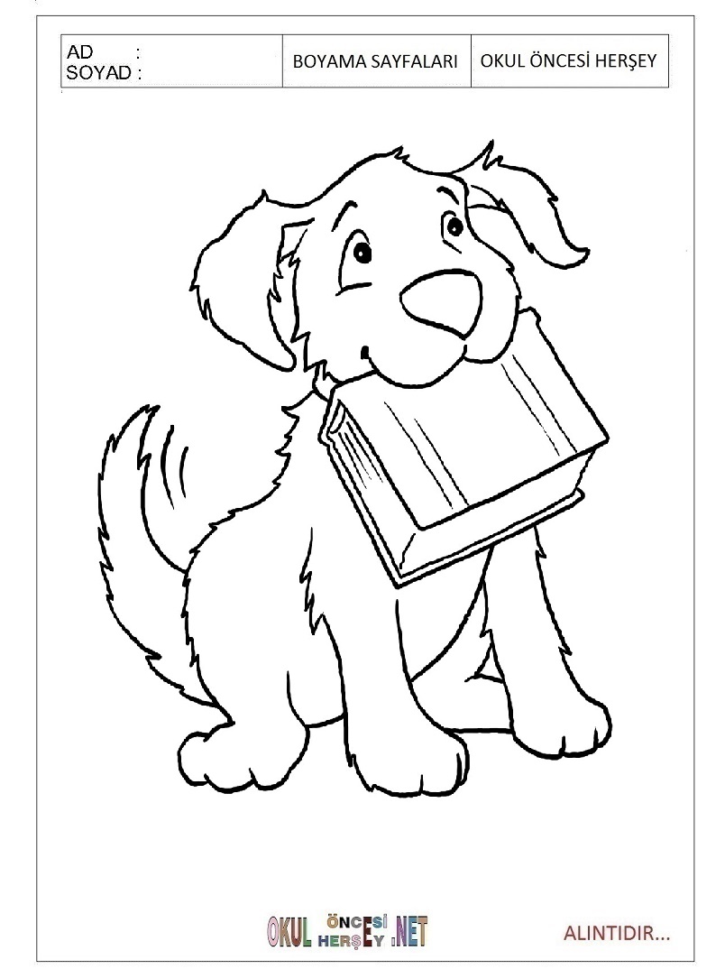 Çocuklar İçin Köpek Boyama Sayfaları 