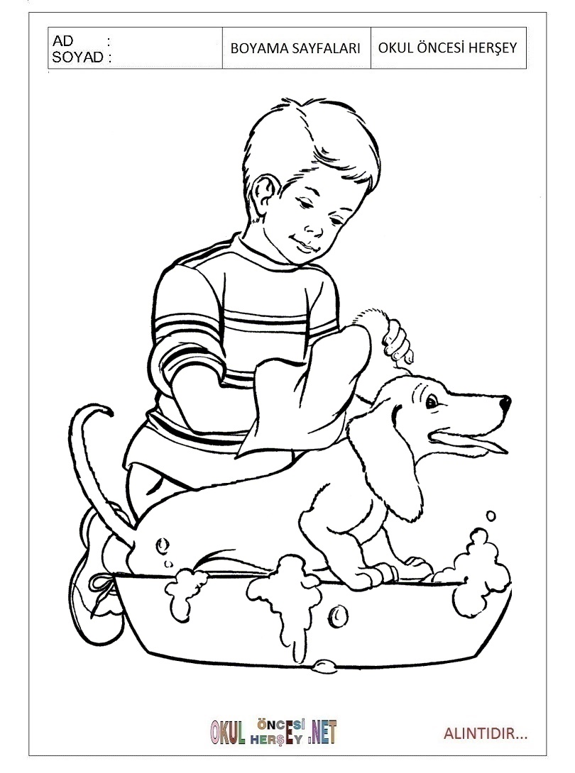 Çocuklar İçin Köpek Boyama Sayfaları 