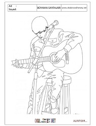 Çocuklar İçin Gitar Boyama Sayfaları 