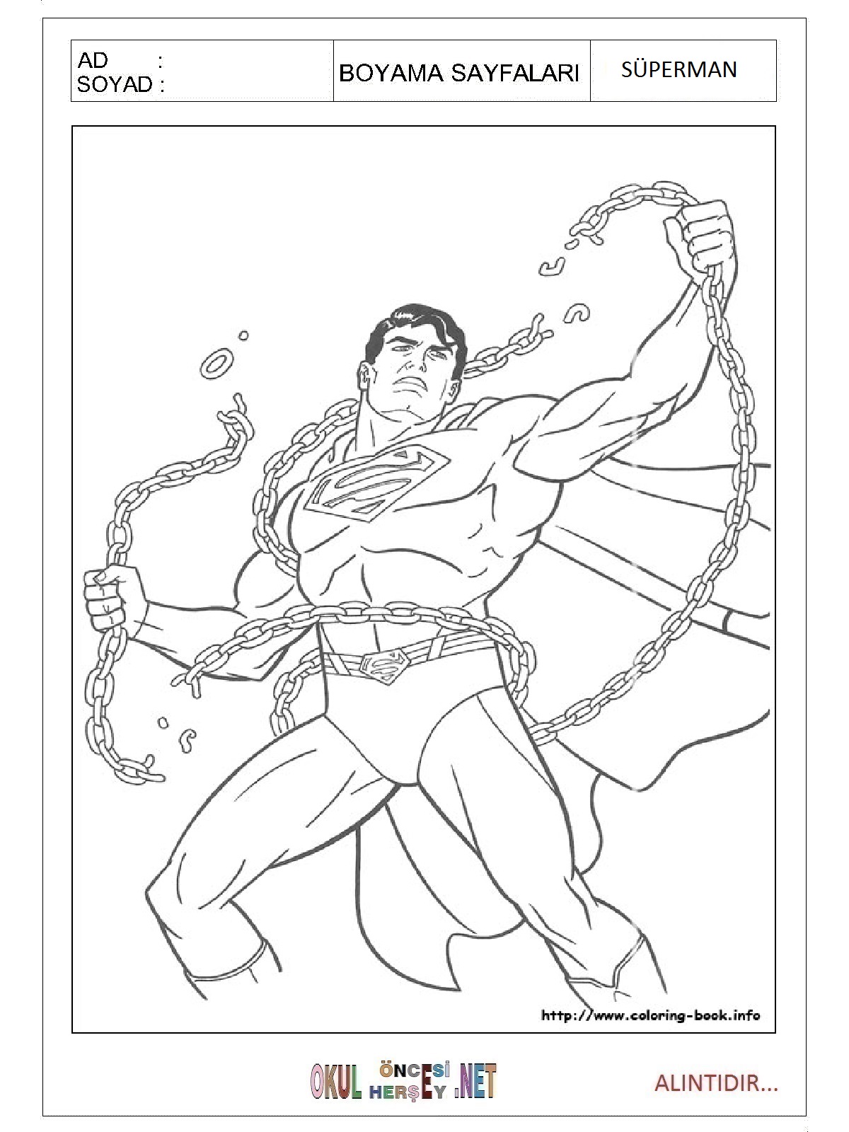 Süperman boyama sayfası 4