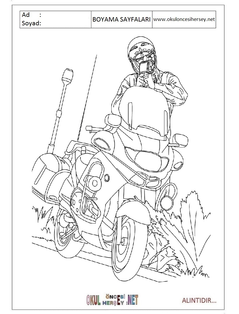 Çocuklar İçin Motor Boyama Sayfaları 