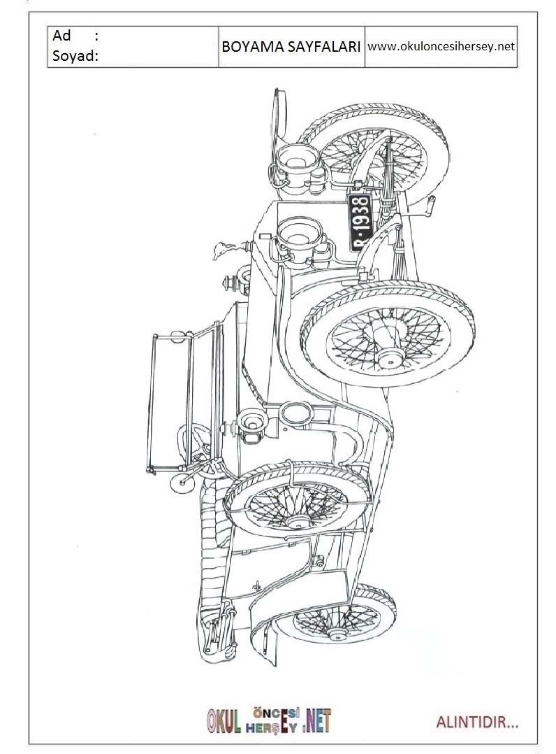 Klasik Arabalar Boyama Sayfaları