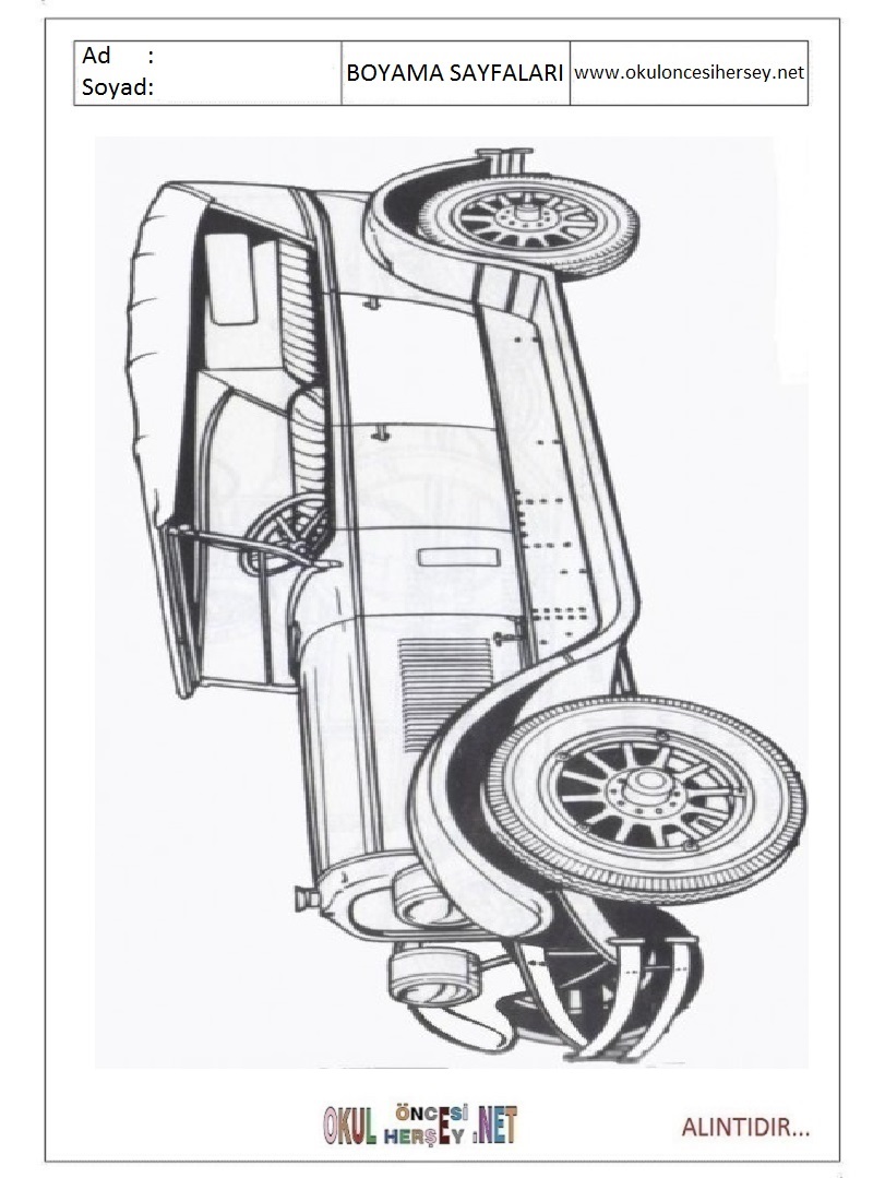 Klasik Arabalar Boyama Sayfaları