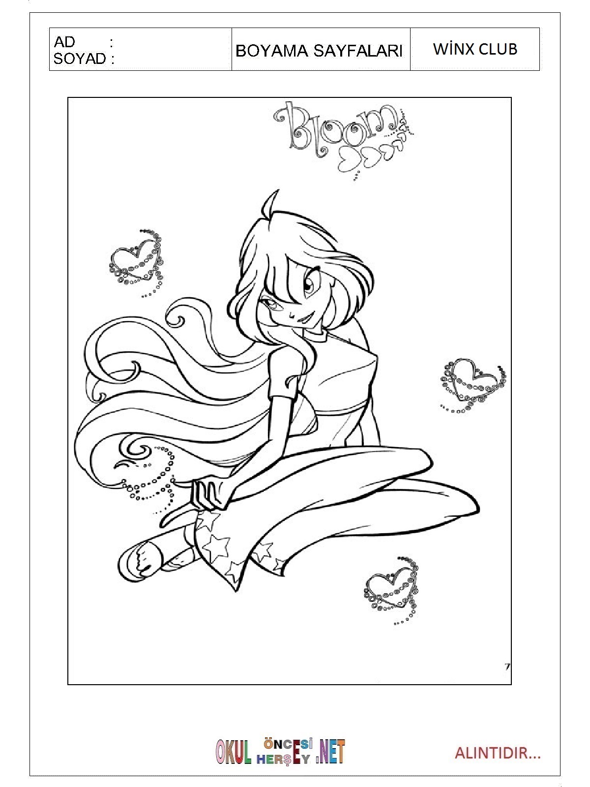 Çocuklar İçin Winx Boyama Sayfaları 