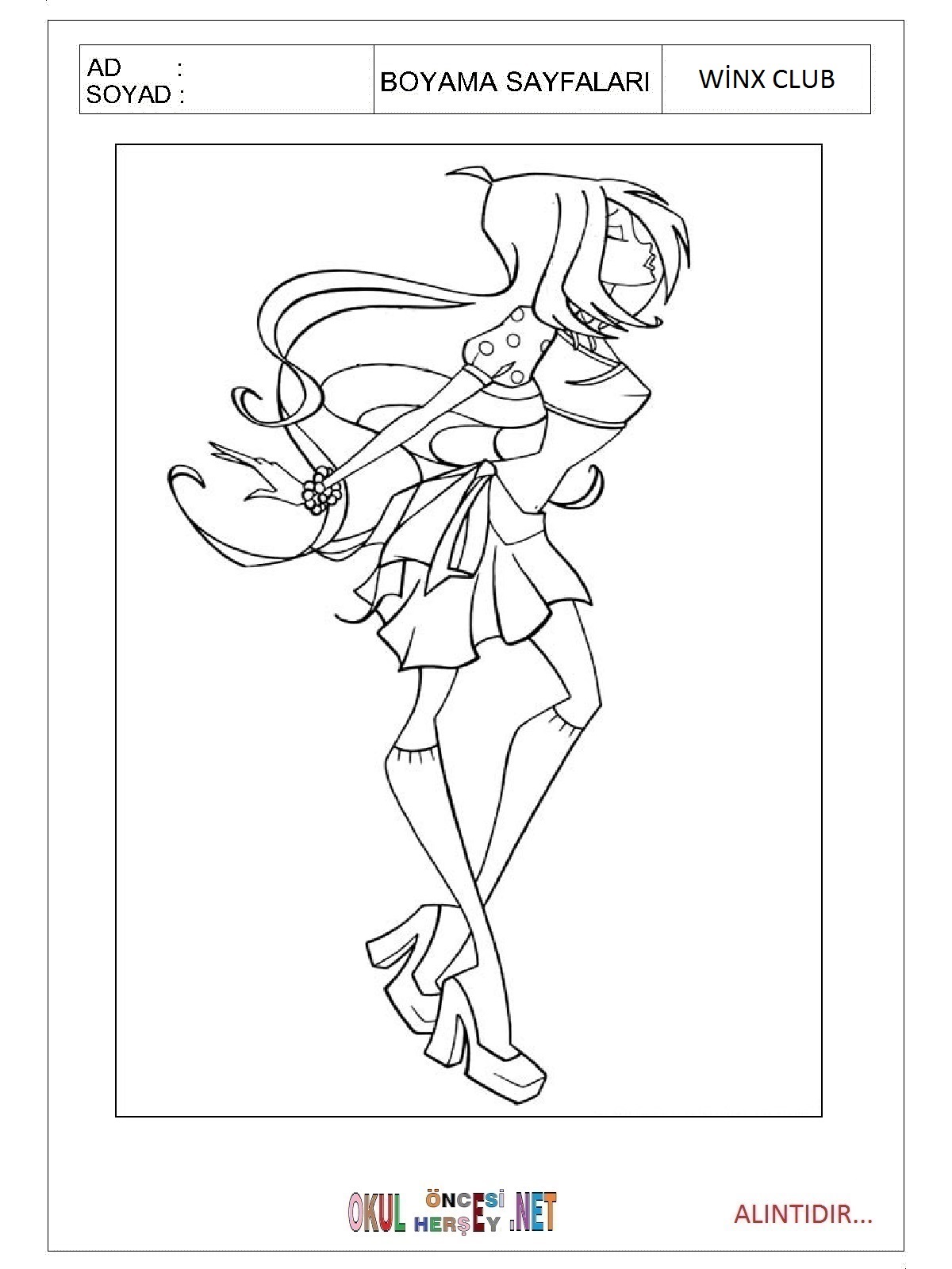 Çocuklar İçin Winx Boyama Sayfaları 