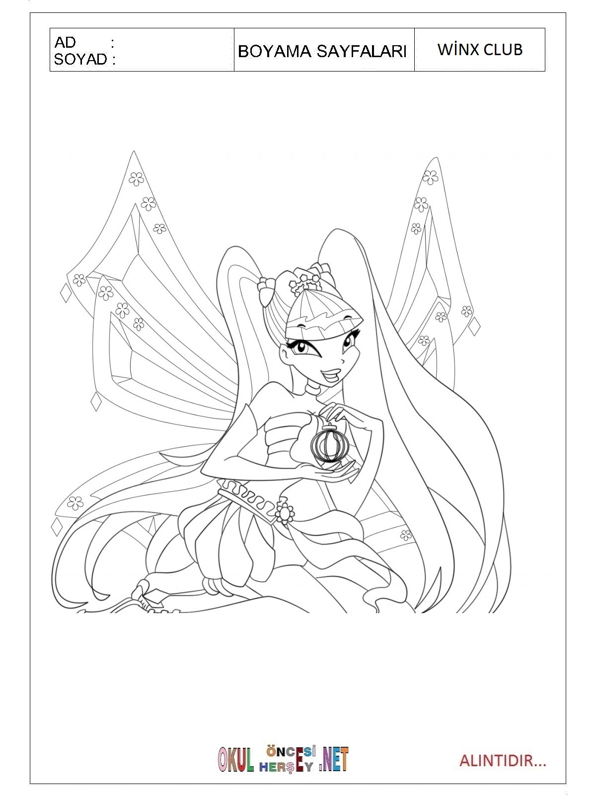 Çocuklar İçin Winx Boyama Sayfaları 