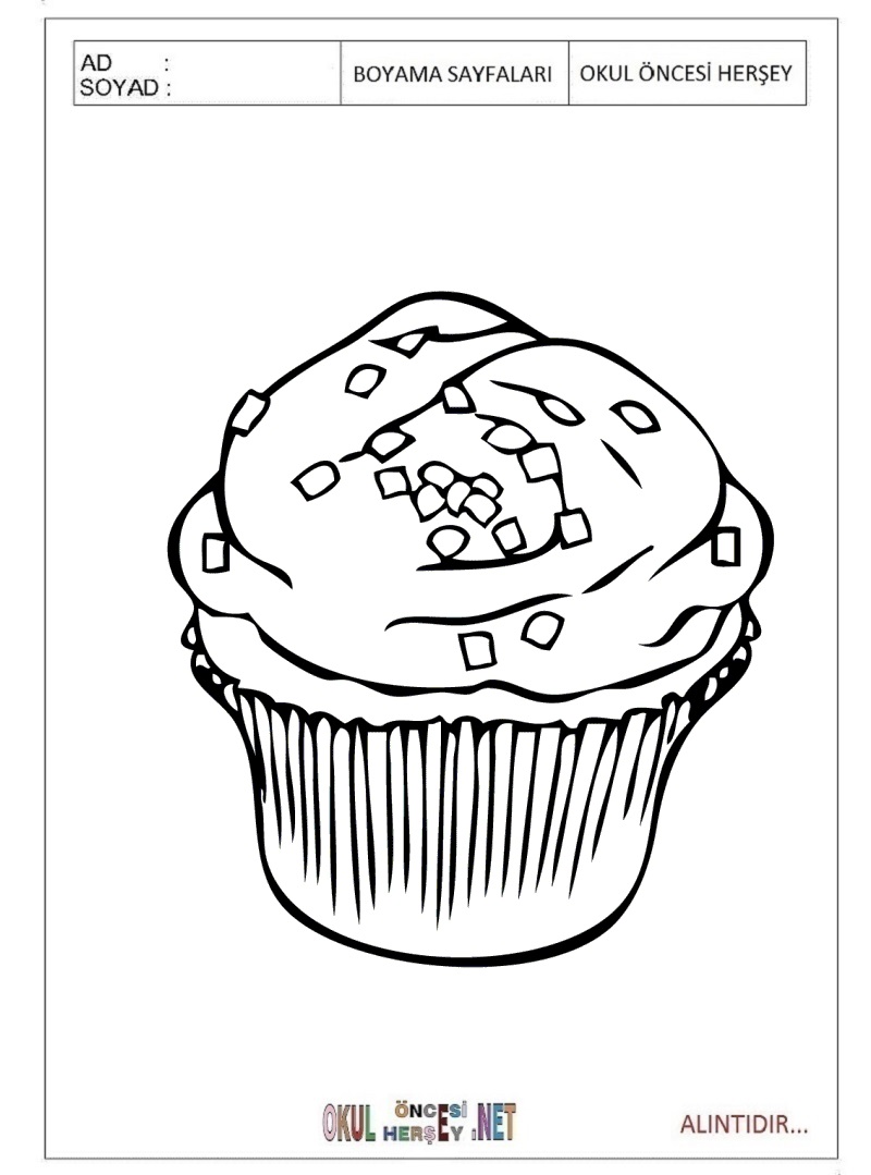 Çocuklar İçin Cupcake Boyama Sayfaları 