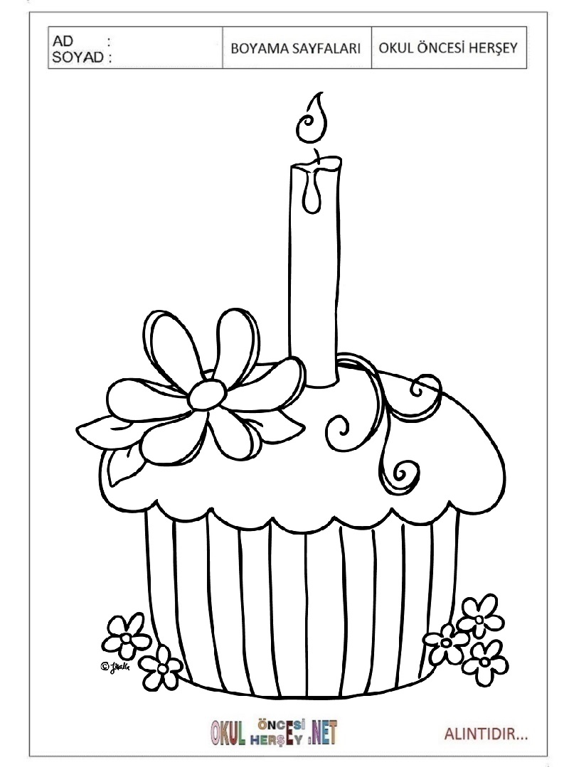 Çocuklar İçin Cupcake Boyama Sayfaları 