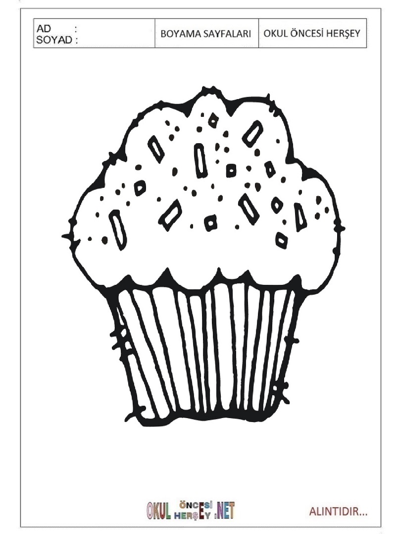 Çocuklar İçin Cupcake Boyama Sayfaları 