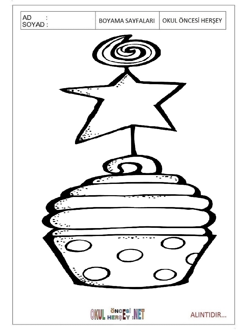 Çocuklar İçin Cupcake Boyama Sayfaları 