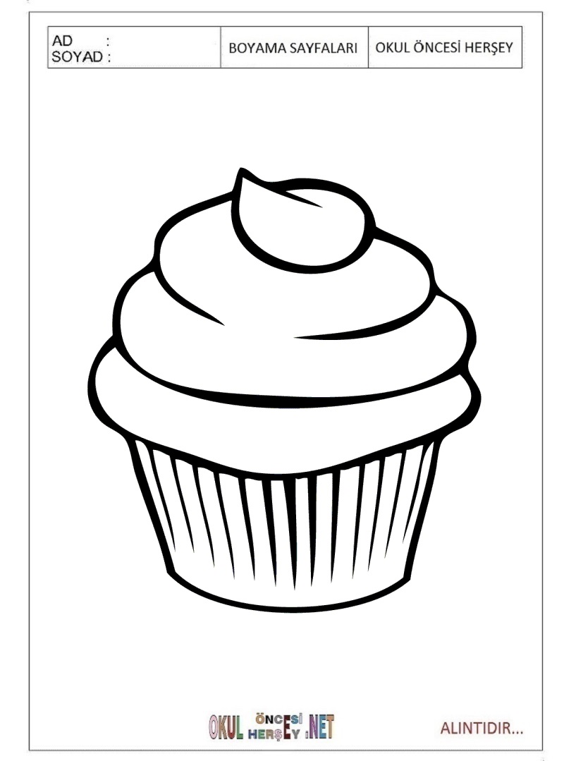 Çocuklar İçin Cupcake Boyama Sayfaları 