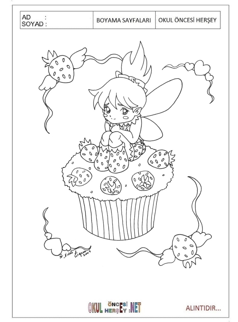 Çocuklar İçin Cupcake Boyama Sayfaları 