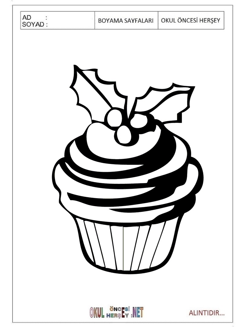 Çocuklar İçin Cupcake Boyama Sayfaları 