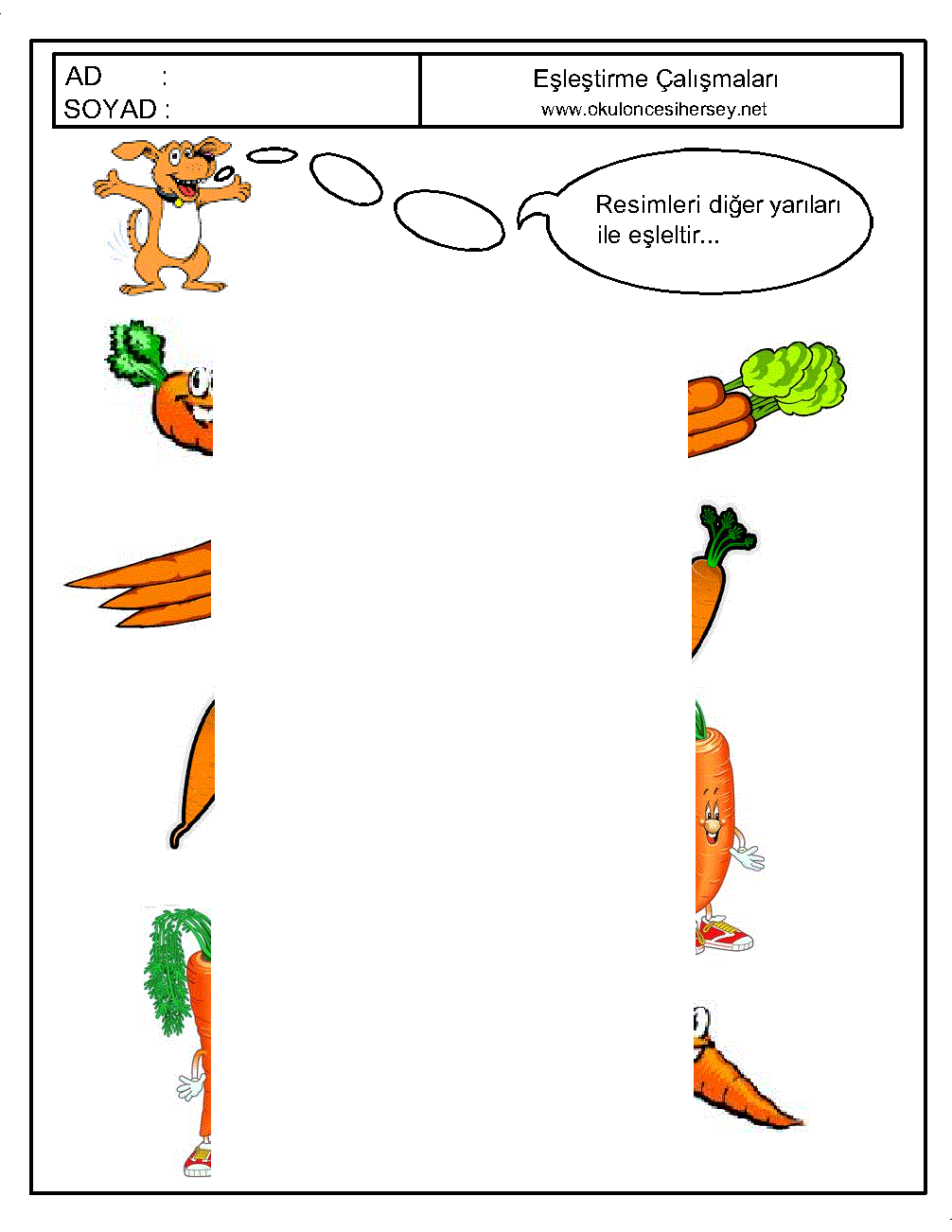 okul öncesi Eşleştirme Çalışmaları