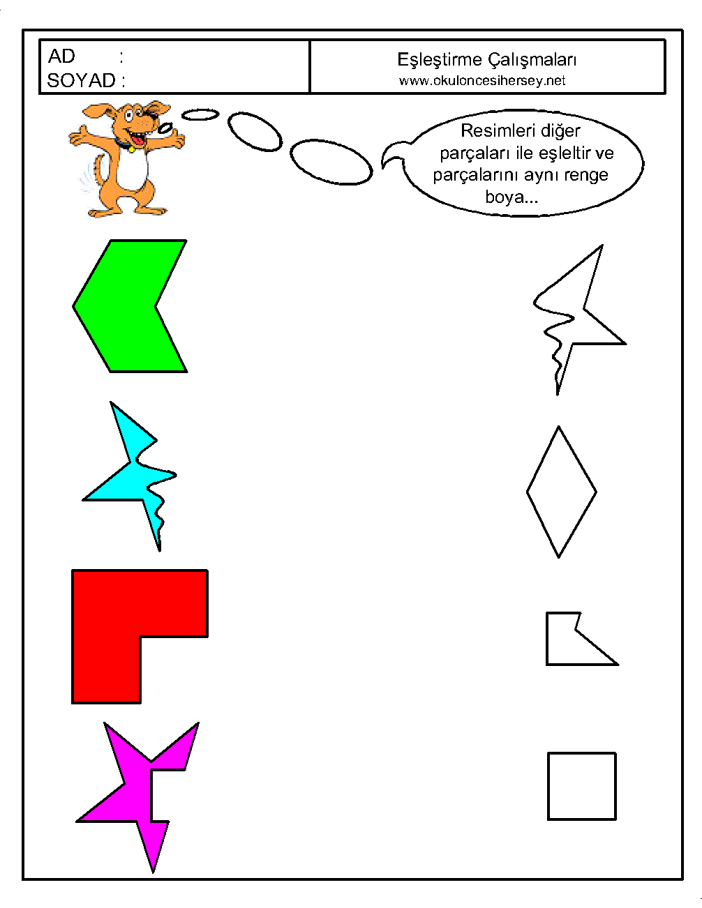 okul öncesi Eşleştirme Çalışmaları