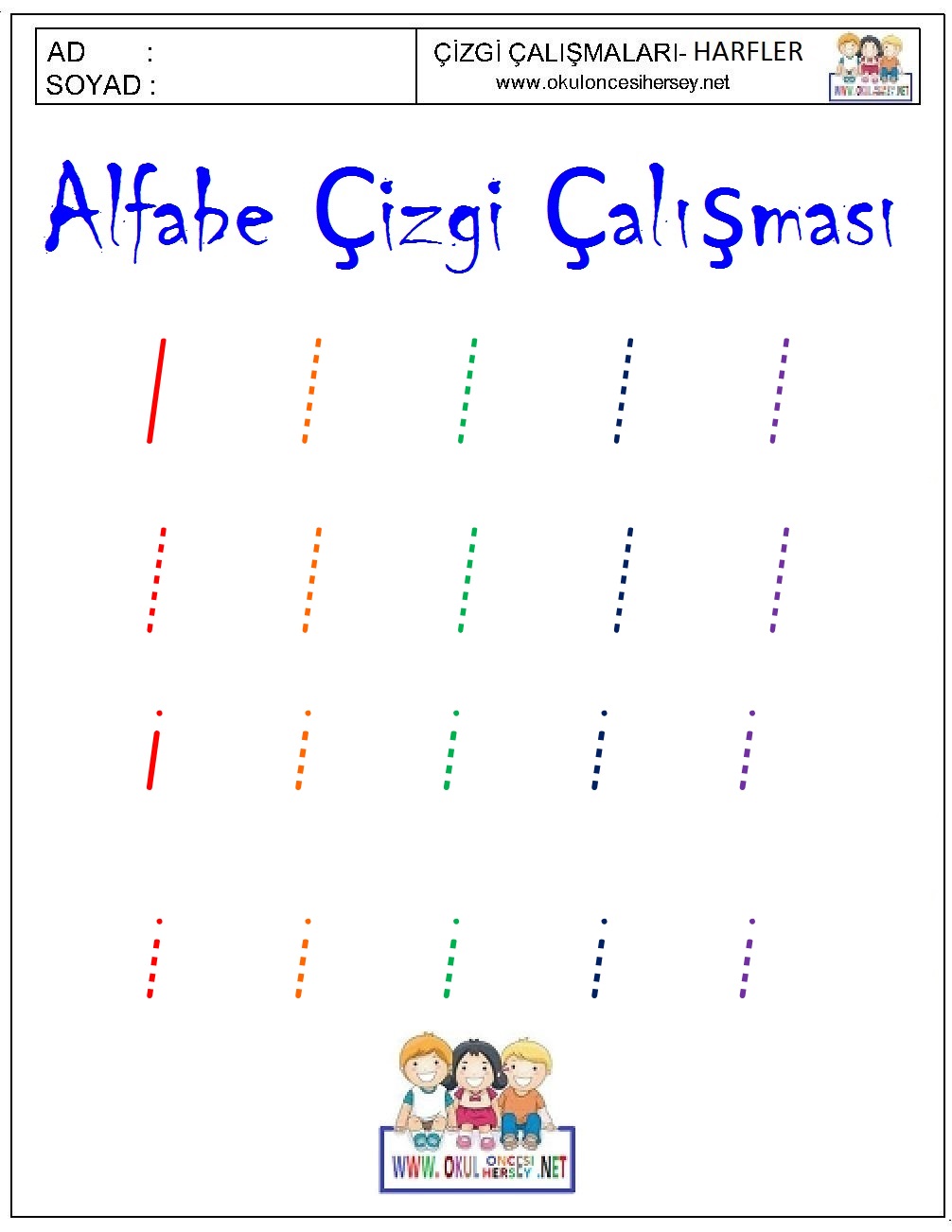 okul öncesi çizgi çalışmaları